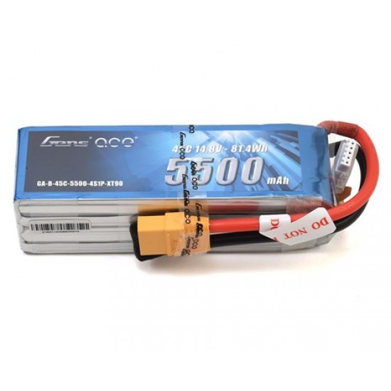 Batterie LiPo 45C avec connecteur XT90 de Gens Ace 4S Soft Pack (14.8V / 5500mAh)